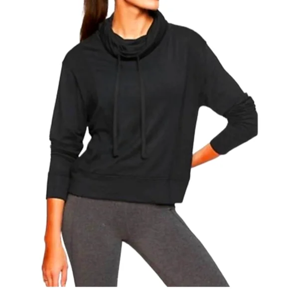 Athleta Tops Athleta Cowl Neck Hoodie Sweatshirt Black Size
